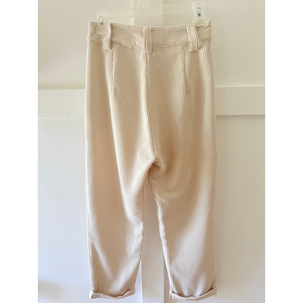 Petal + Pup Cream Corduroy High Waisted Pleated Straight Leg Pants Size 2 US - Picture 4 of 9
